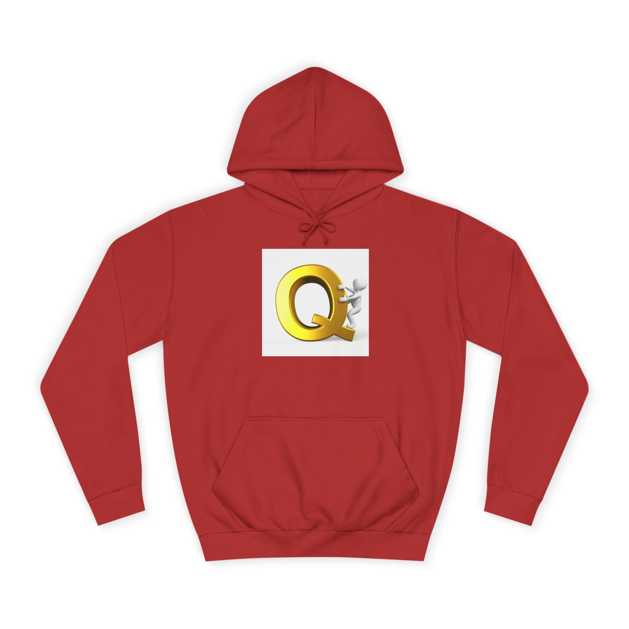 Golden Q Letter Hoodie | 3D Character Climbing Initial Sweatshirt
