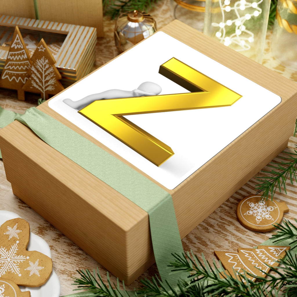 Gold 3D Letter Z Sticker | Alphabet Initial Laptop Decal