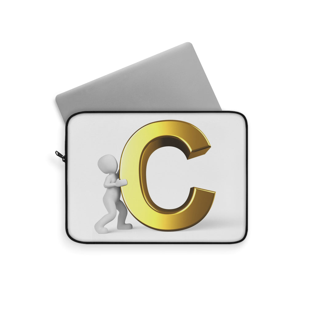 Gold Letter C initial Laptop Sleeve | Monogram Alphabet design