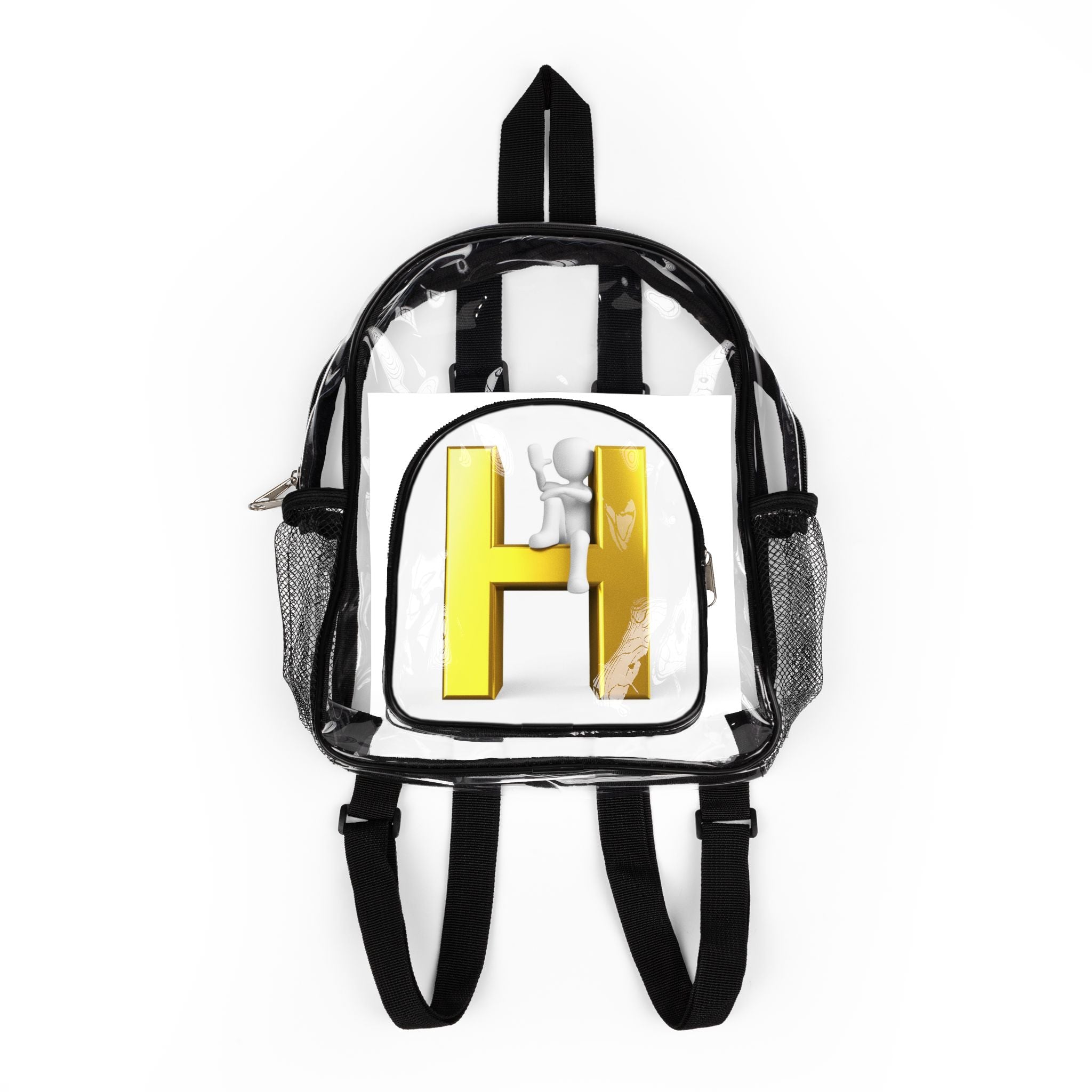 Gold Letter H Monogram Clear Stadium Backpack | Transparent School Bag