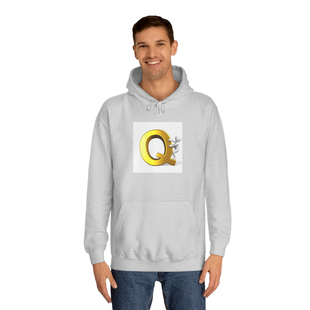 Golden Q Letter Hoodie | 3D Character Climbing Initial Sweatshirt