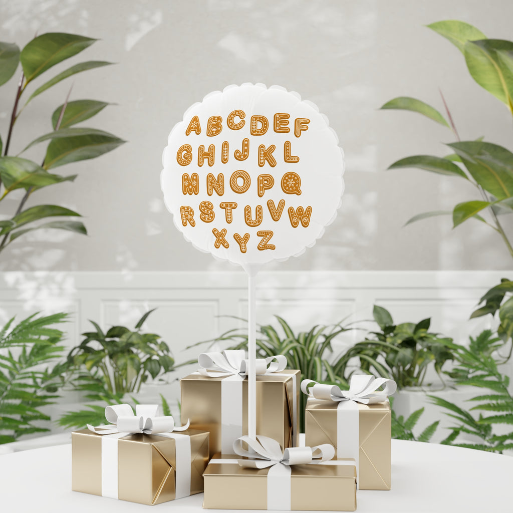 Gingerbread Alphabet Balloon Round 11" Balloon | Letter Party Decor