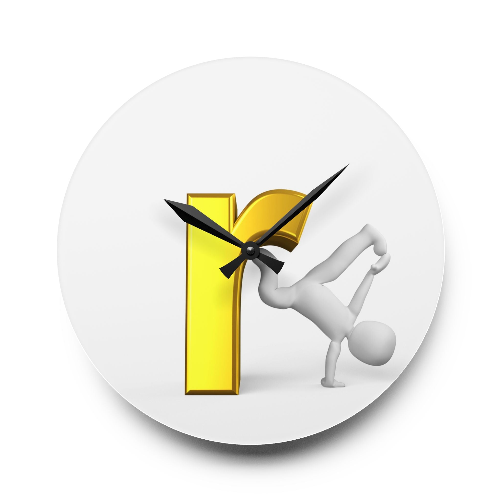 Horloge Murale Acrylique Danseur de Breakdance Lettre R 3D | Décor Alphabet Moderne