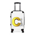 3D Person Pushing Gold Letter C Suitcase | Personalized Luggage Cover