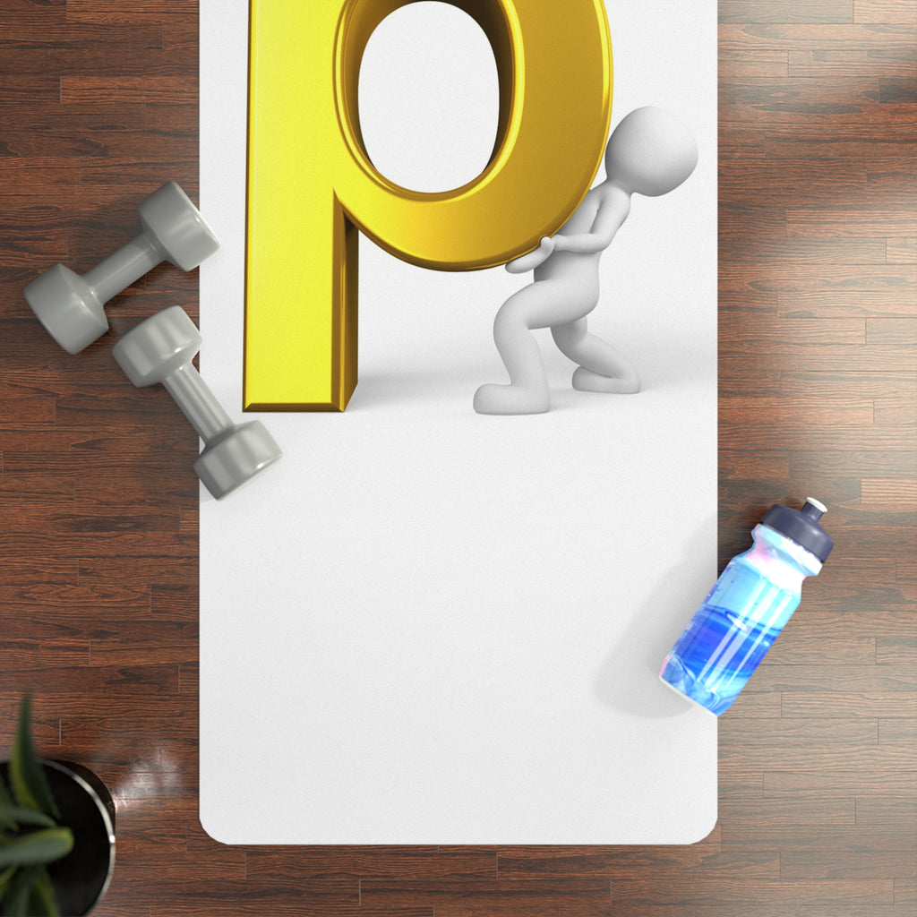 Gold Letter P Illustration Rubber Yoga Mat | Alphabet Initial P Exercise Mat