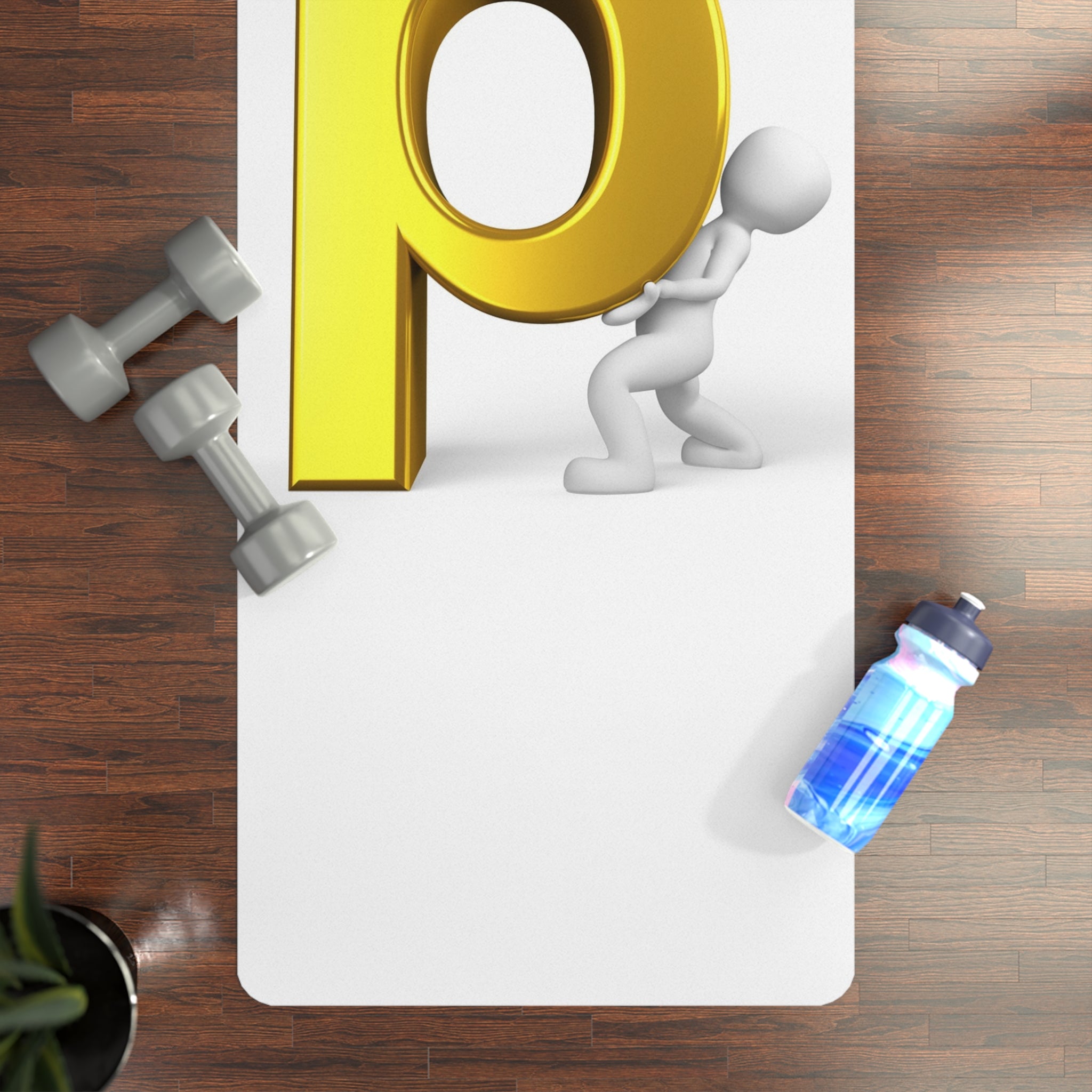 Gold Letter P Illustration Rubber Yoga Mat | Alphabet Initial P Exercise Mat