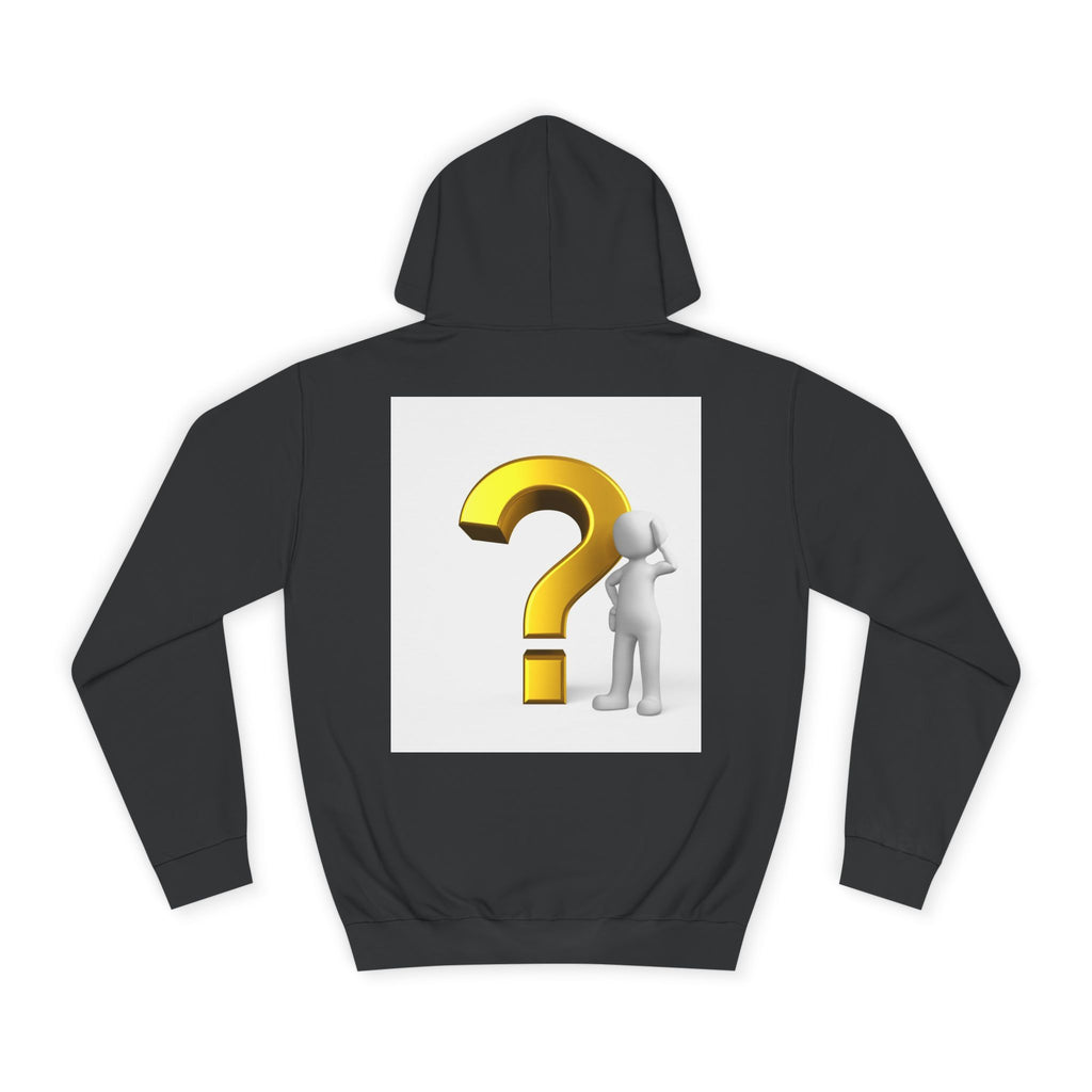 Gold Question Mark with Thinking Figure Hoodie | Mystery Design, Minimalist