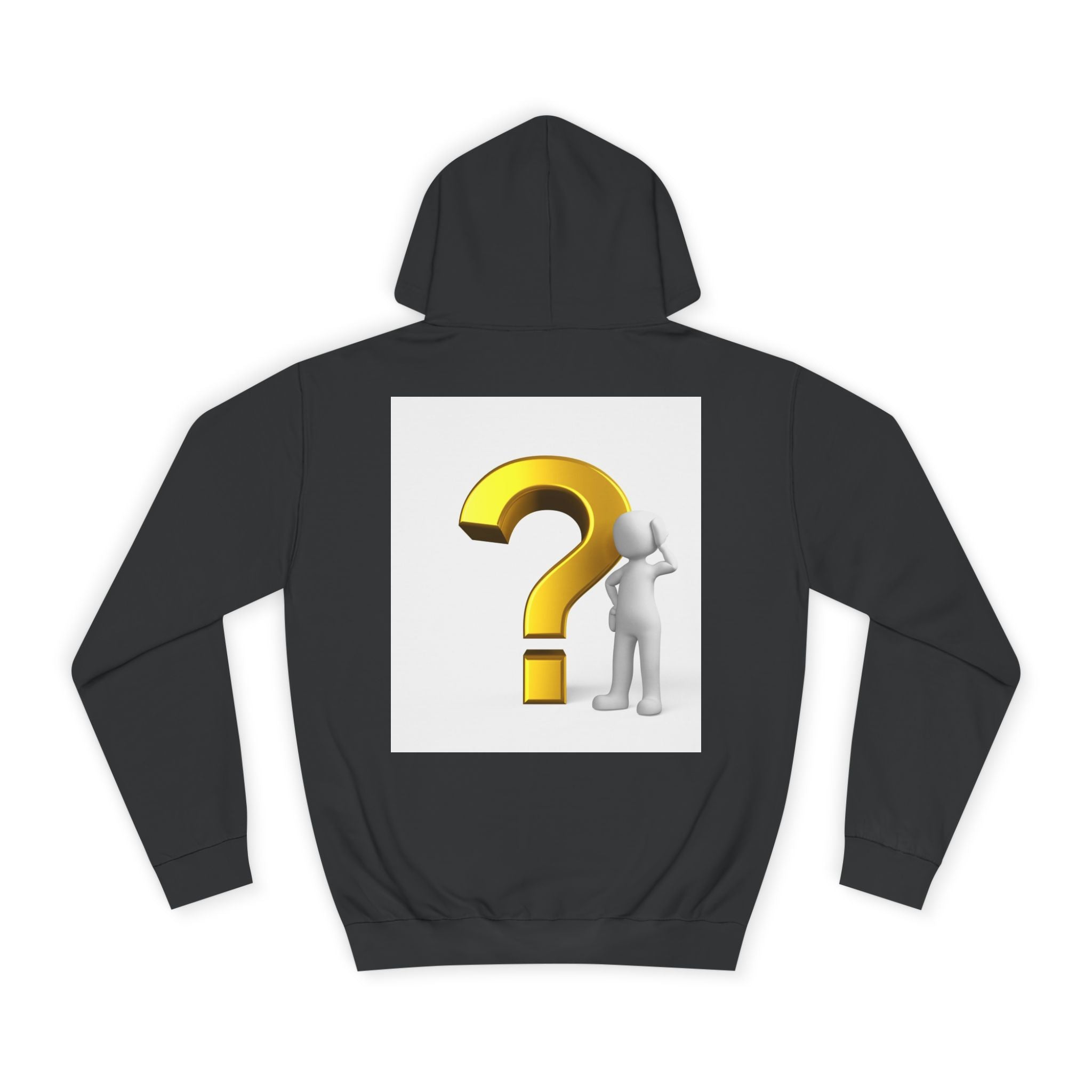 Gold Question Mark with Thinking Figure Hoodie | Mystery Design, Minimalist