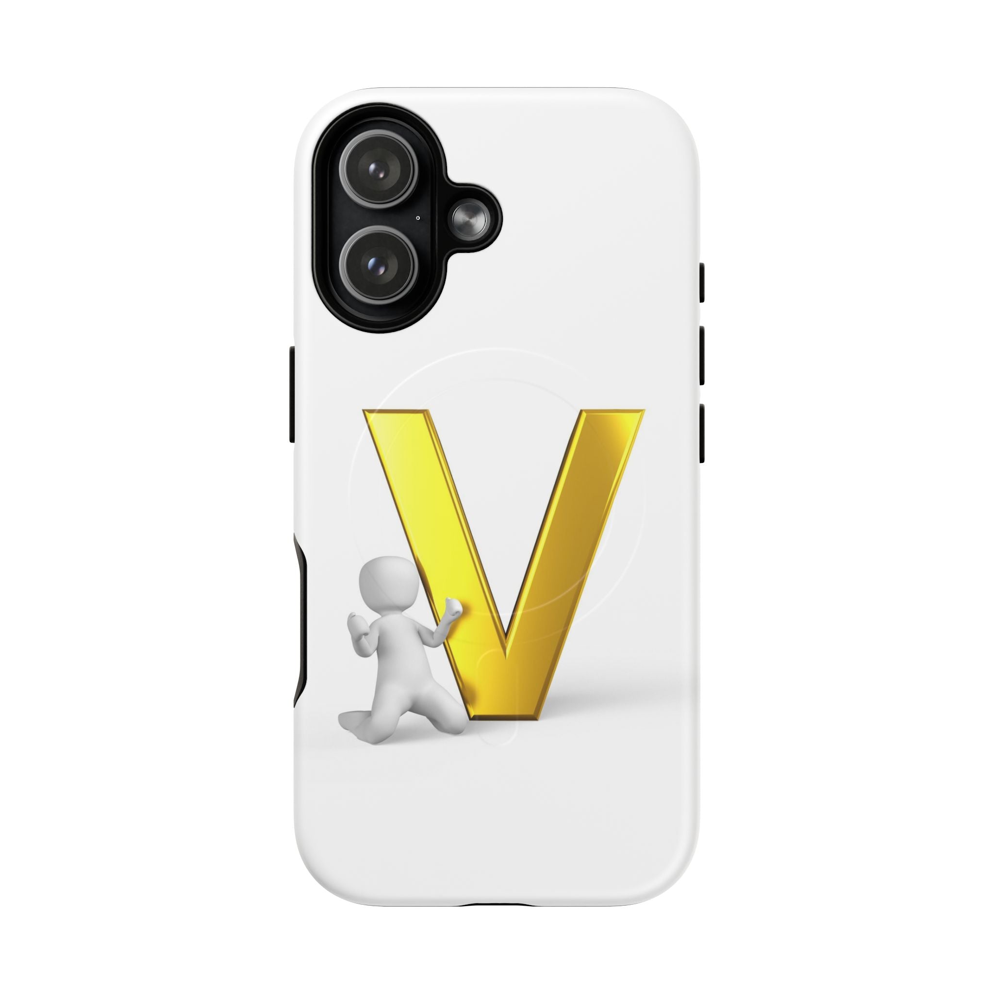 Coque de téléphone à monogramme lettre V dorée | Coque magnétique résistante