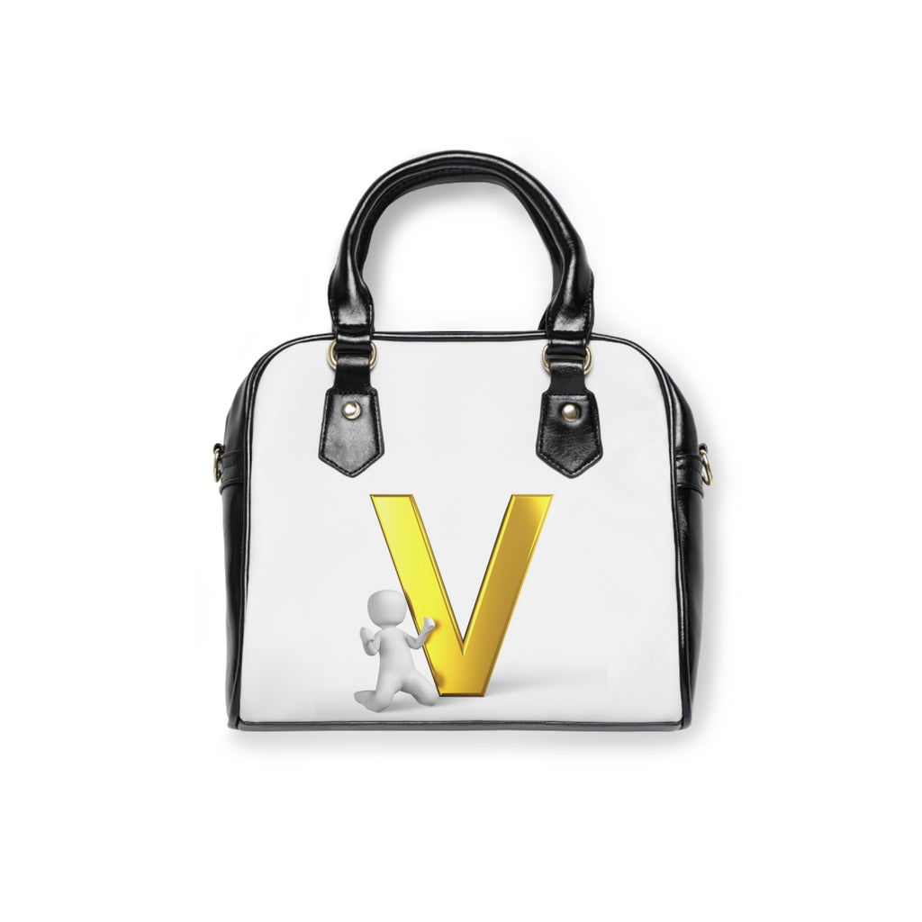 Gold Letter V with Mini Figure Shoulder Handbag | Monogram Initial Purse