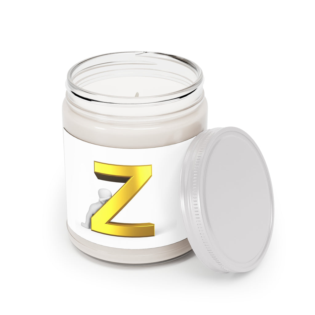Gold Letter Z Initial Candle, Soy Candle 9oz | Monogram Scented Jar