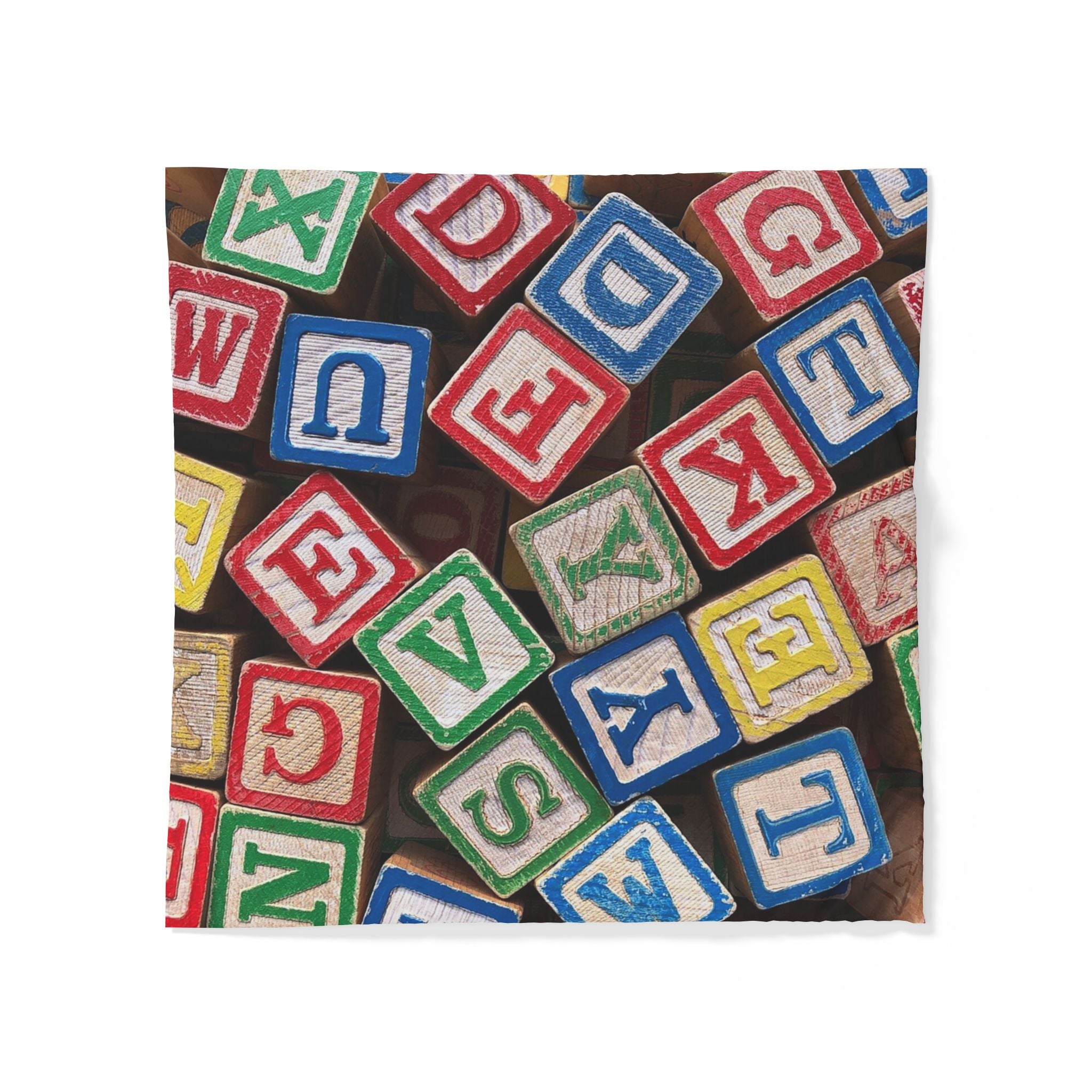 Housse de couette en coton Blocs de construction Alphabet | Parure de lit enfant Blocs colorés