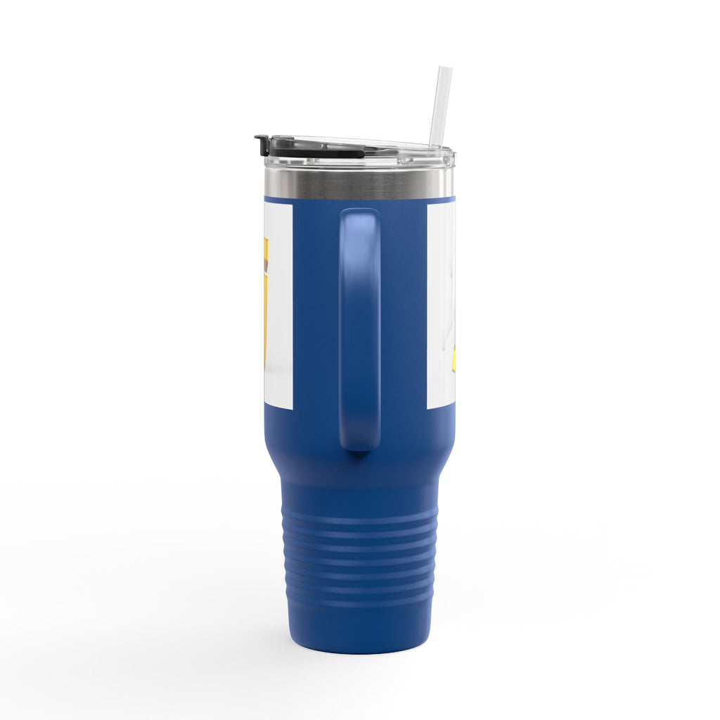 3D Stick Figure Pushing Letter J Travel Mug | 40oz Insulated Tumbler