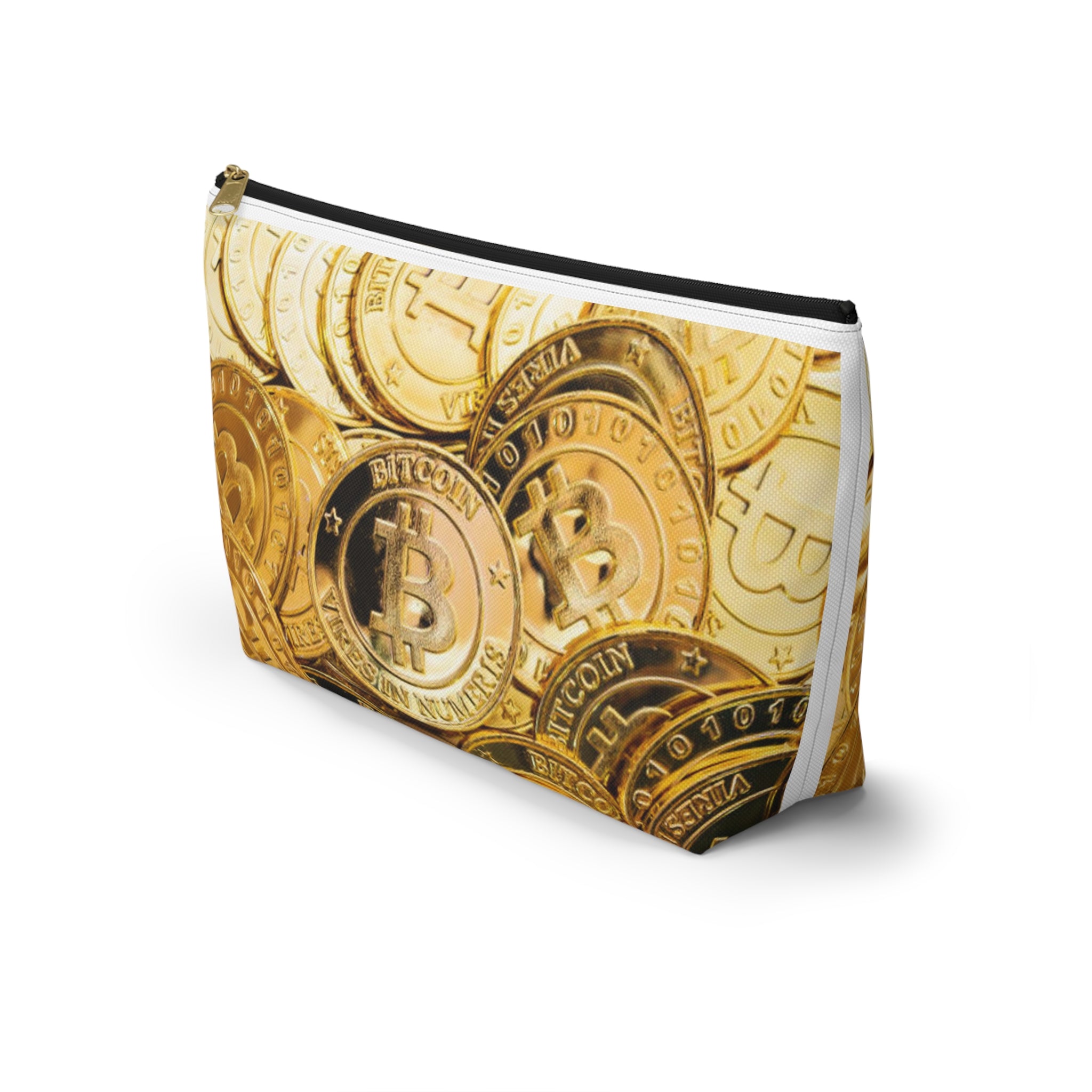 Bitcoin Coin Print Accessory Pouch | T Bottom Cosmetic Bag