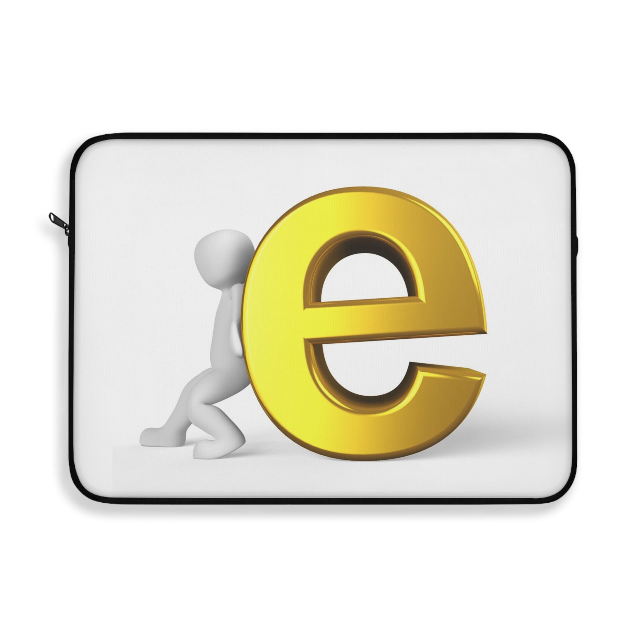 Golden Letter E Laptop Sleeve | Alphabet Monogram, Minimalist Typographic Design