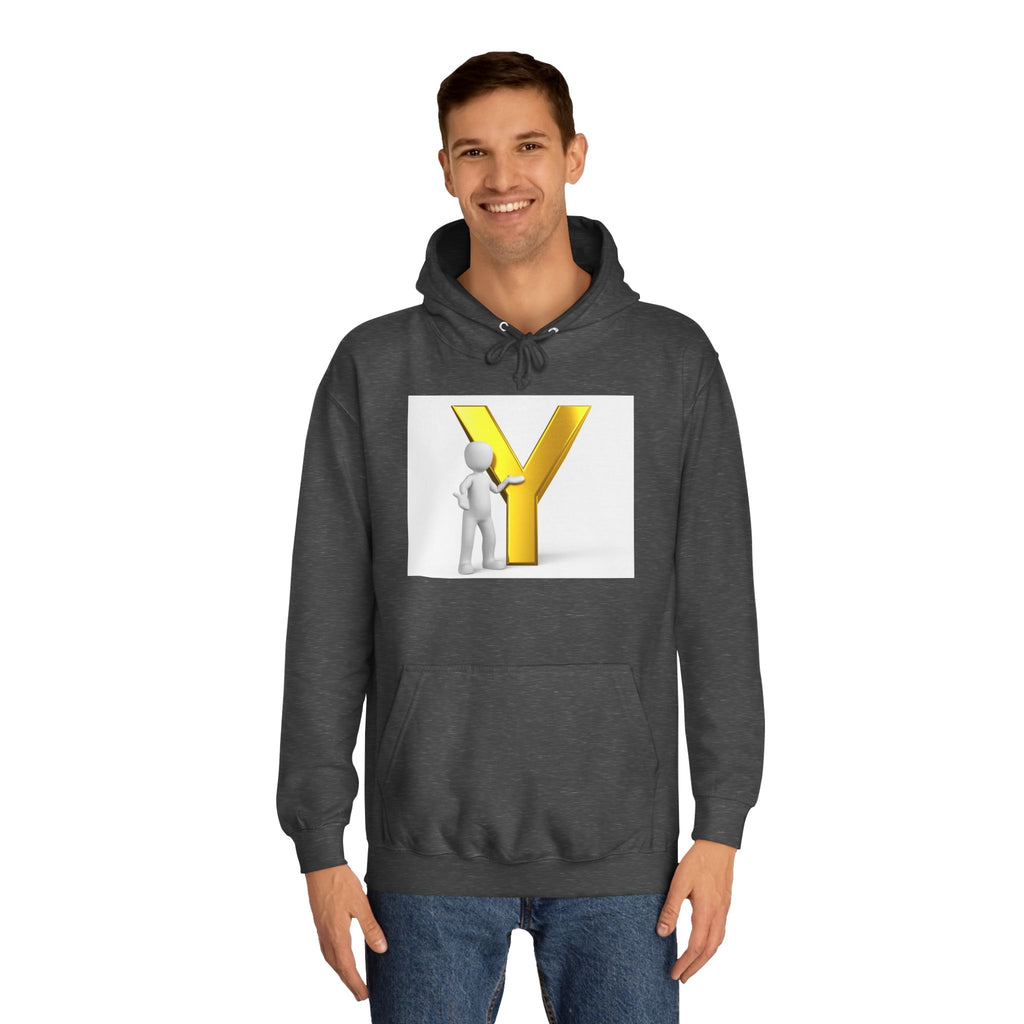 3D Gold Letter Y with Figure Hoodie | Initial Monogram Sweatshirt