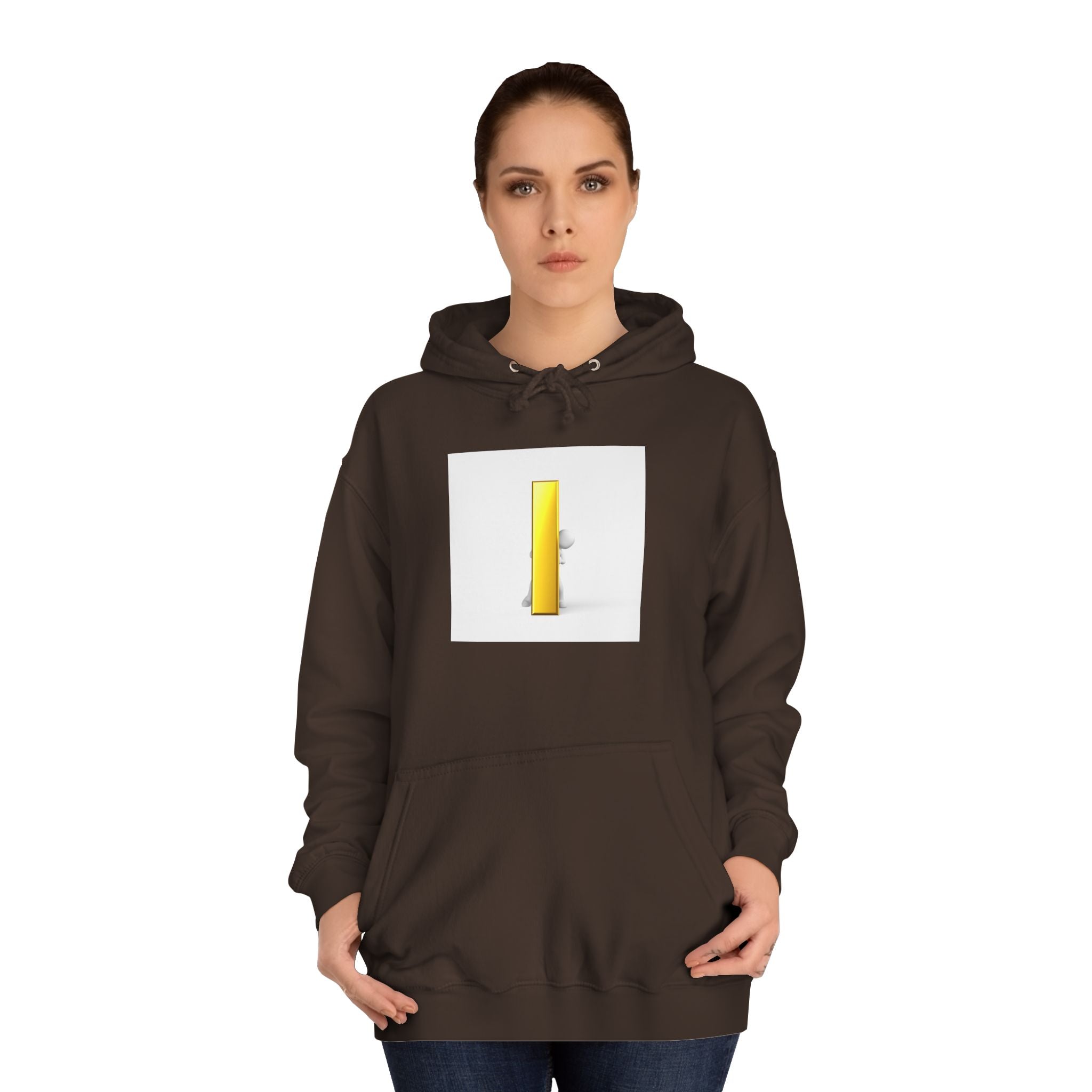 Gold Letter i Character Hoodie | Minimalist 3D Column Illustration
