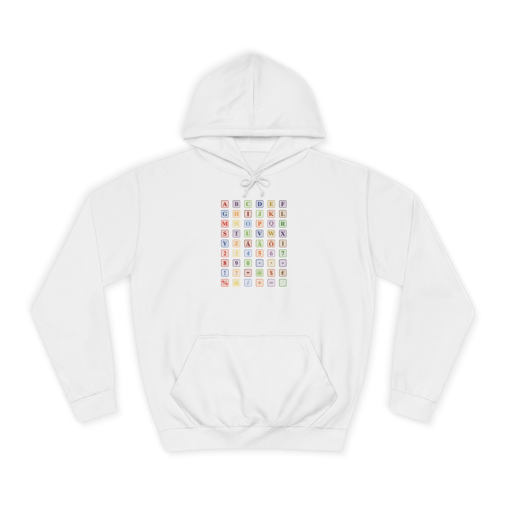 Alphabet Blocks Hoodie | Colorful Letter Grid, Back & Front Print