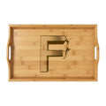 Monogram Letter F Bamboo Serving Tray, Engraved Wooden Tray