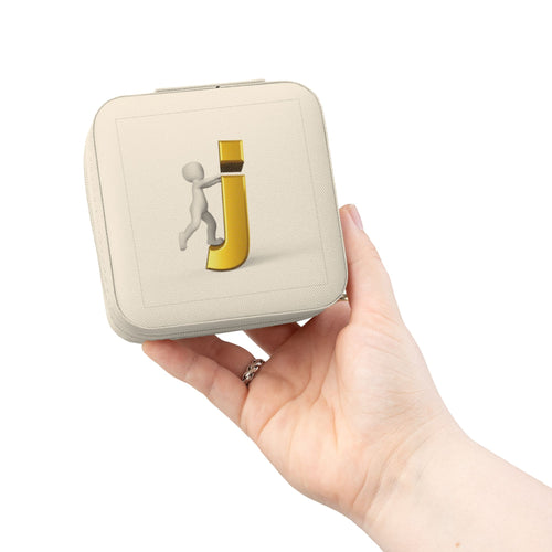Étui de voyage compact rose avec organisateur de bijoux en forme de lettre J 3D