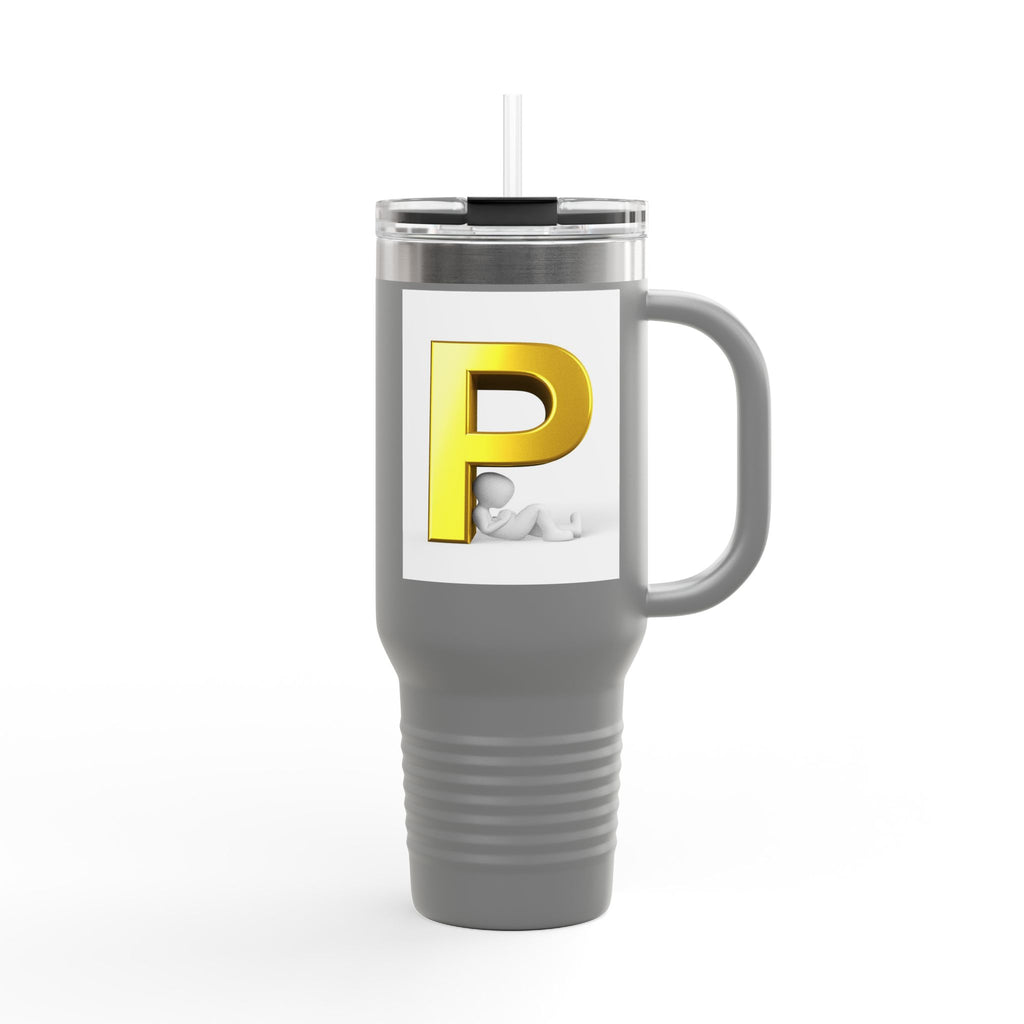 Gold Letter P Monogram Travel Mug | 40oz Insulated Tumbler