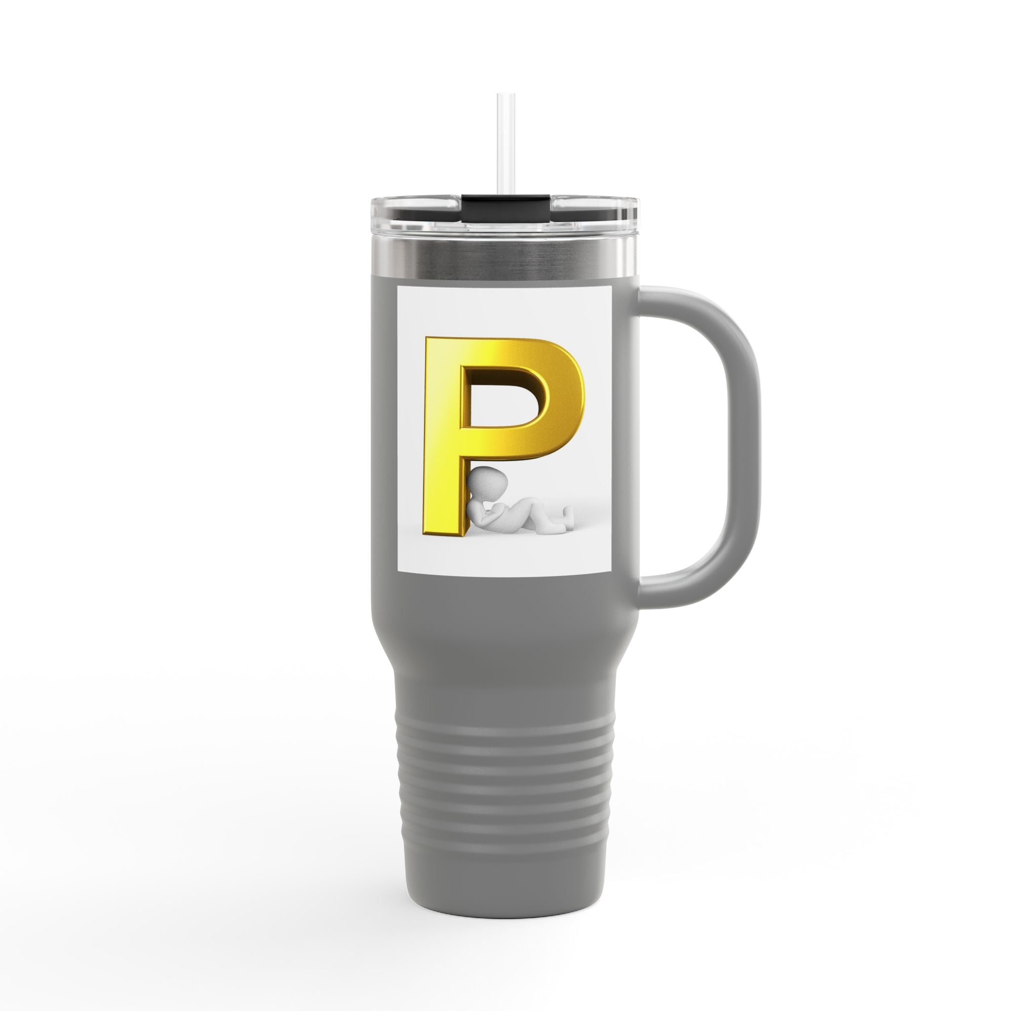 Gold Letter P Monogram Travel Mug | 40oz Insulated Tumbler
