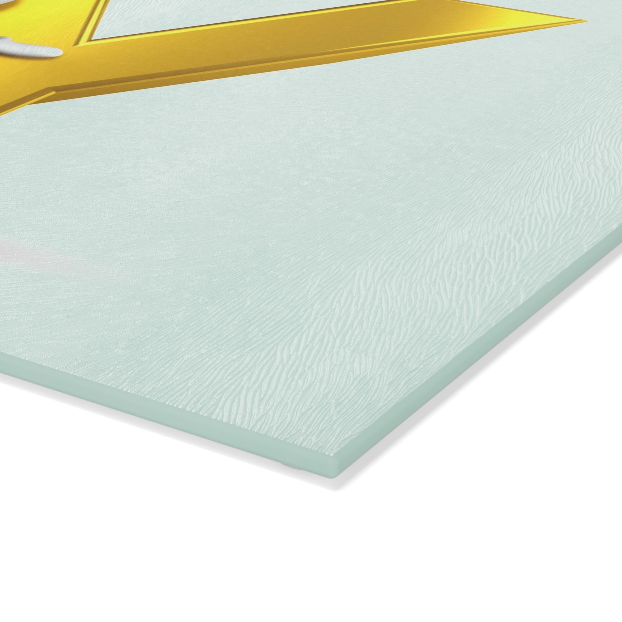 Gold Letter Y with 3D Figure Glass Cutting Board | Monogram Initial