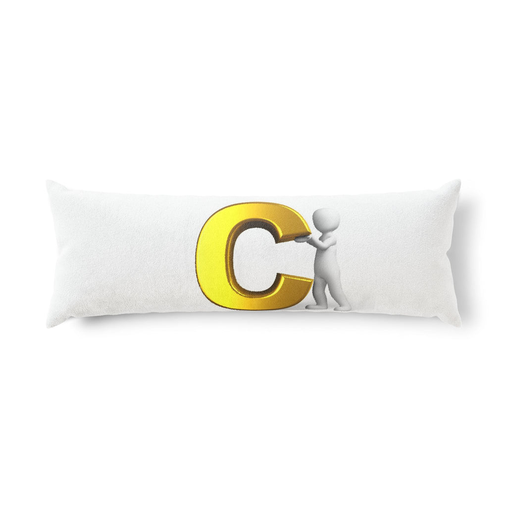 3D Gold Letter C with Figure Body Pillow | Monogram Letter C Pillow