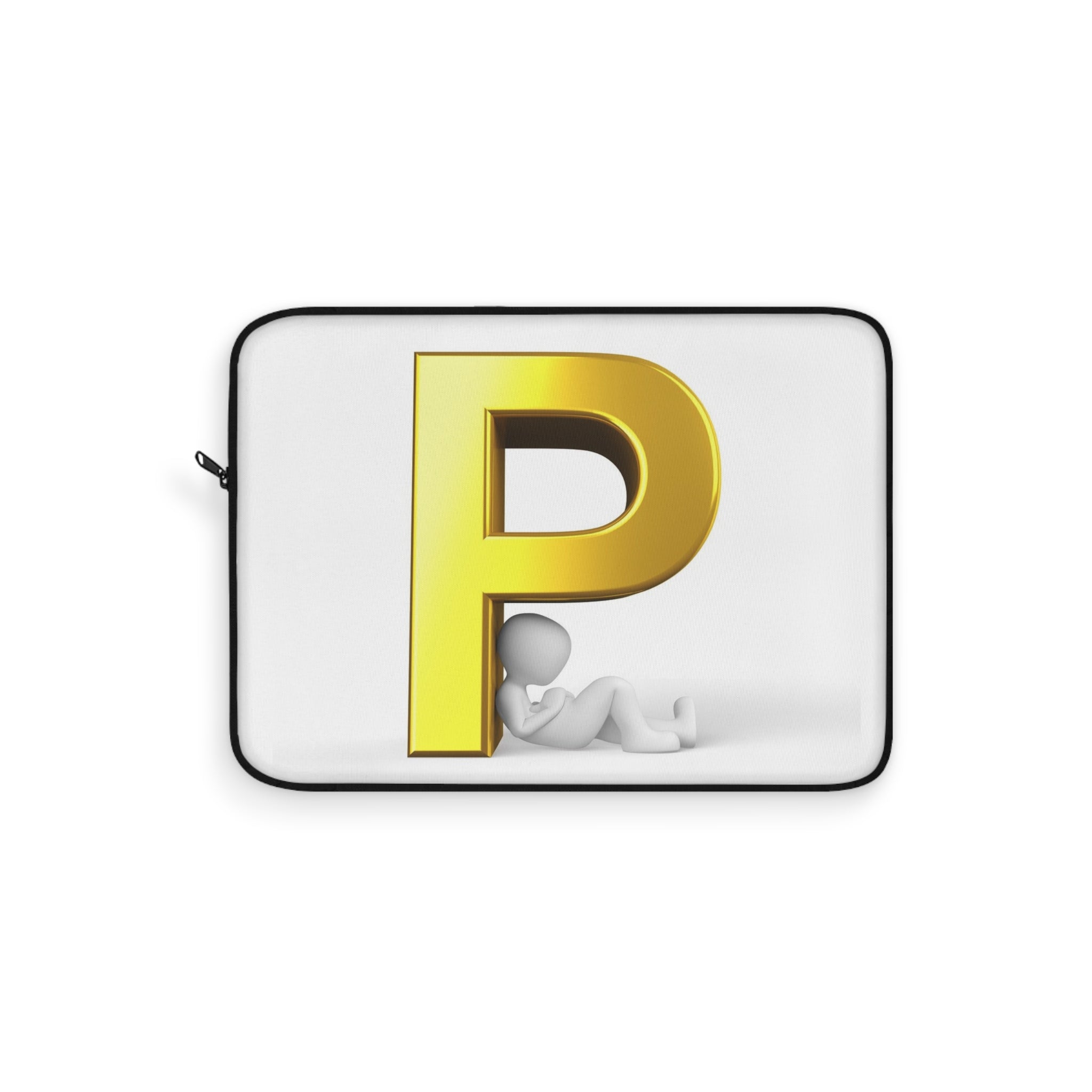 Gold Letter P Initial Laptop Sleeve | Monogram P Tech Case