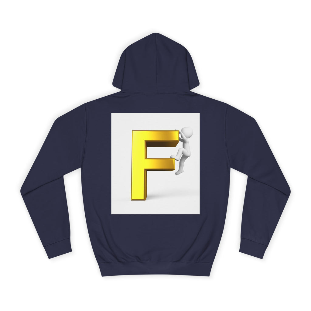 3D Gold Letter F Hoodie | Climbing Figurine Letterman Style