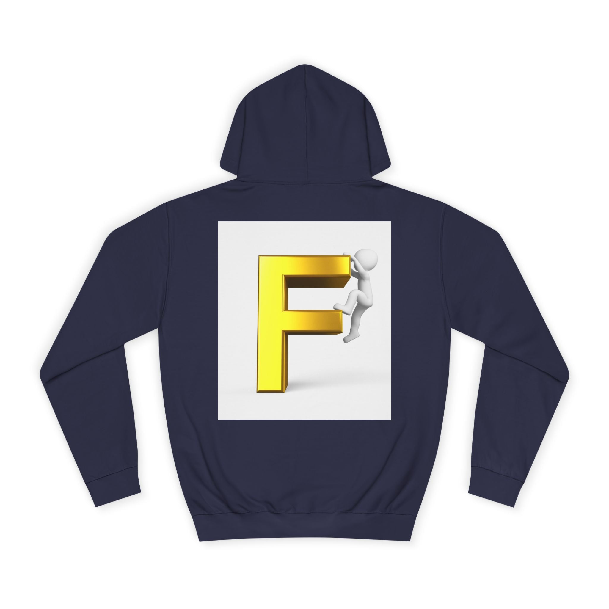3D Gold Letter F Hoodie | Climbing Figurine Letterman Style
