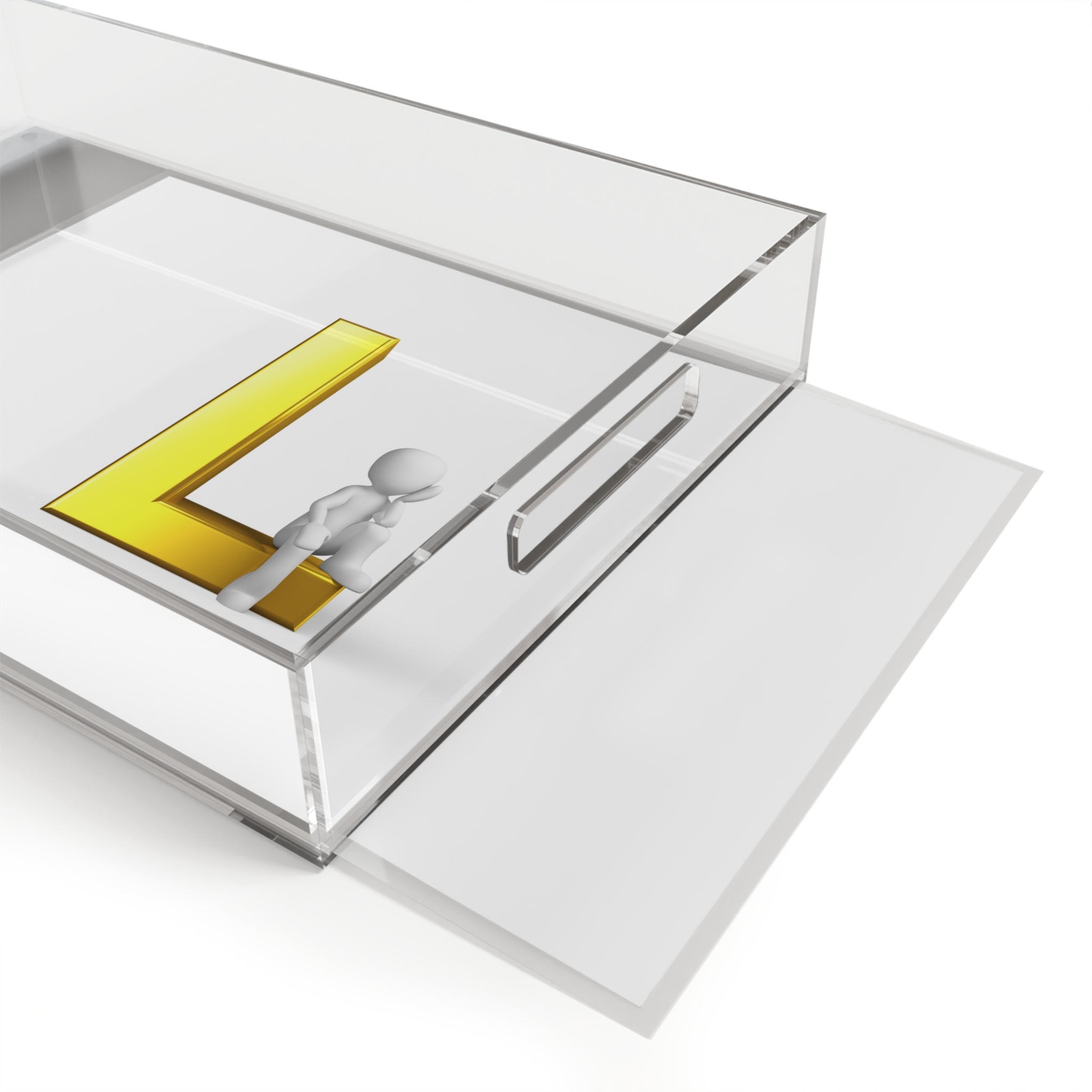 Gold Letter L with Sitting Figure Acrylic Serving Tray | Monogram Initial Tray