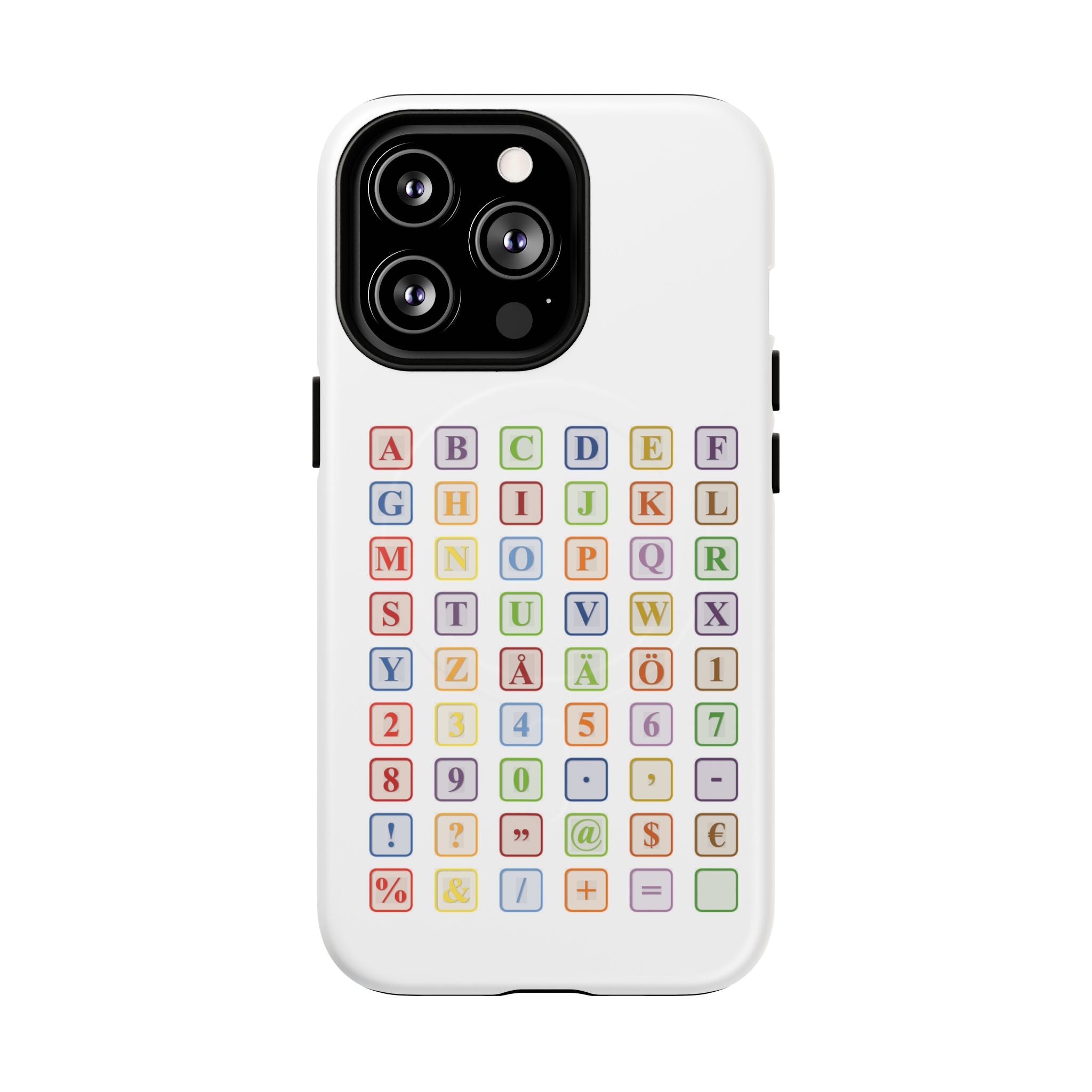 Coque de téléphone Alphabet Blocks | Coque magnétique résistante, grille de lettres colorées