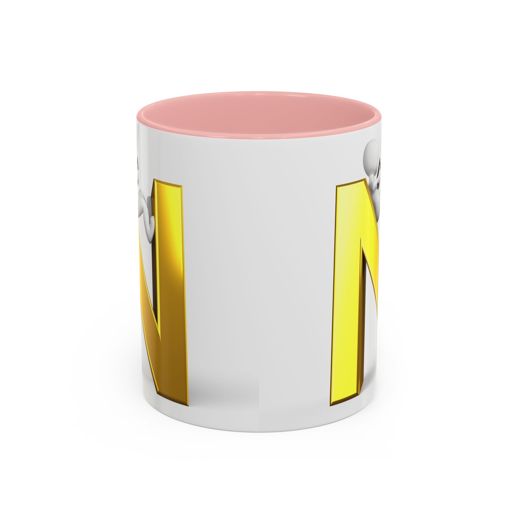 Mug monogramme lettre N dorée | Mug à anse colorée