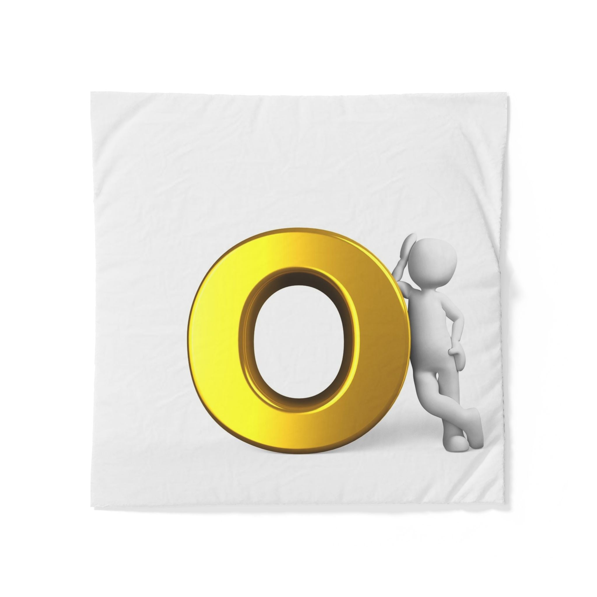 3D Gold Letter O Duvet Cover | Monogram Alphabet Bedding