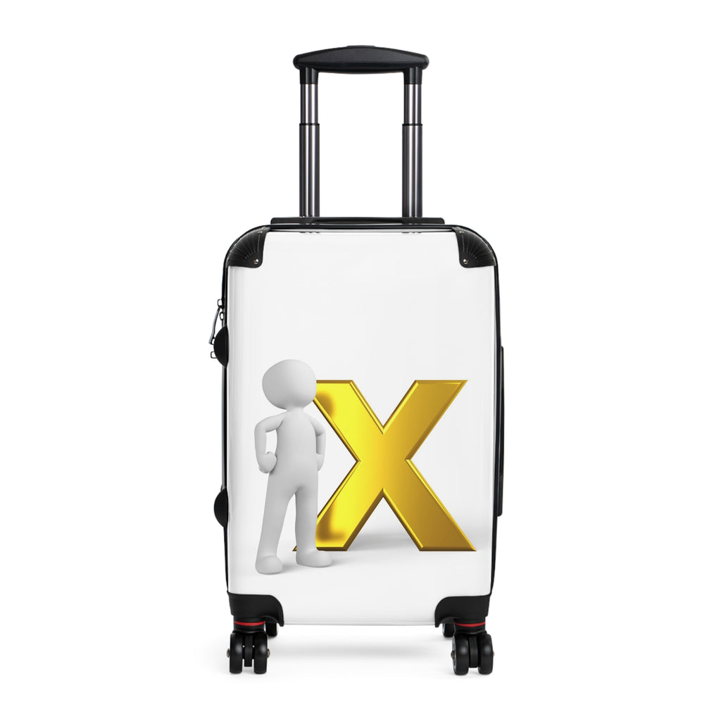 3D Stick Figure with Gold X Suitcase | Personalized Luggage Sticker