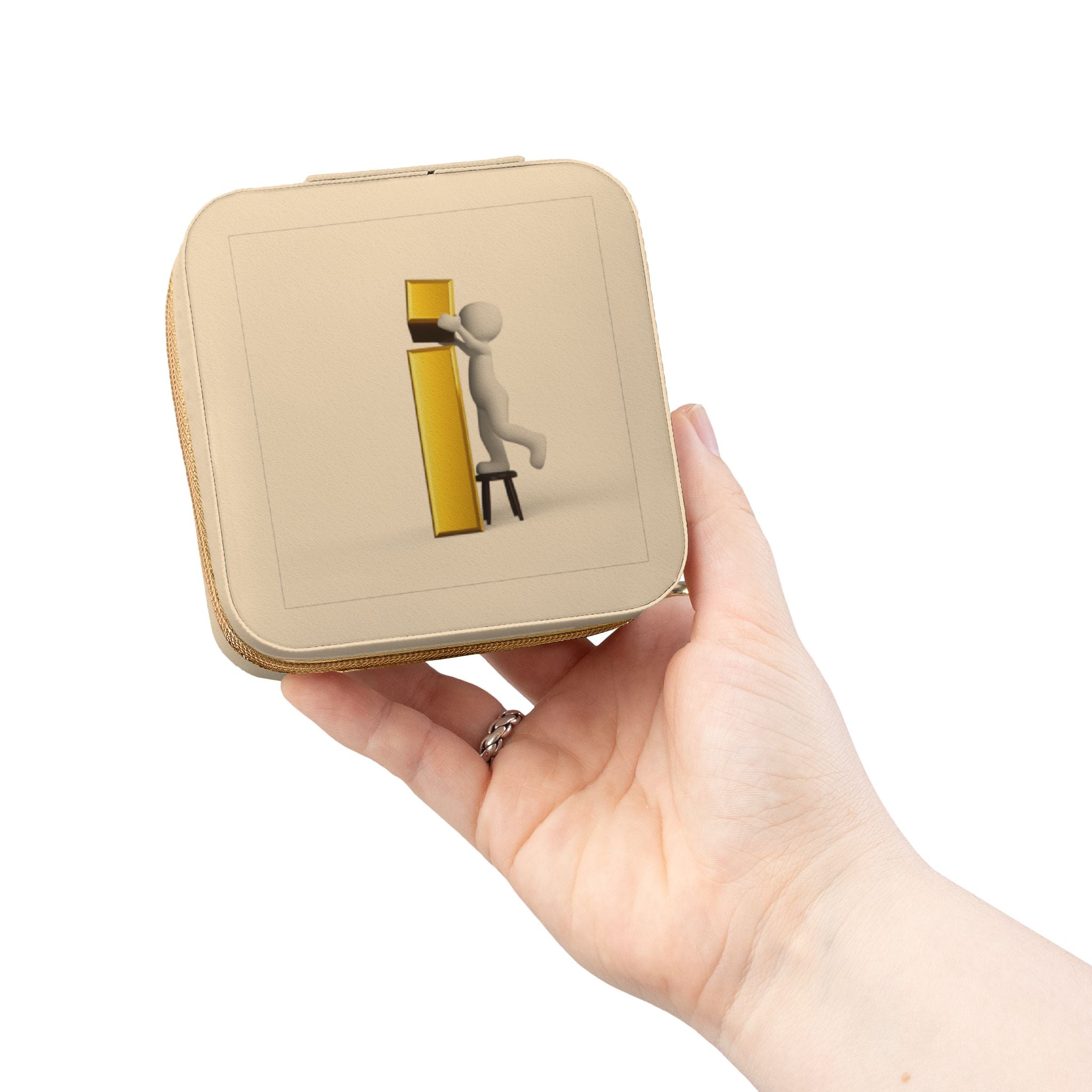 Minimalist 3D Figure Monogram Jewelry Travel Case | Compact Velvet Organizer