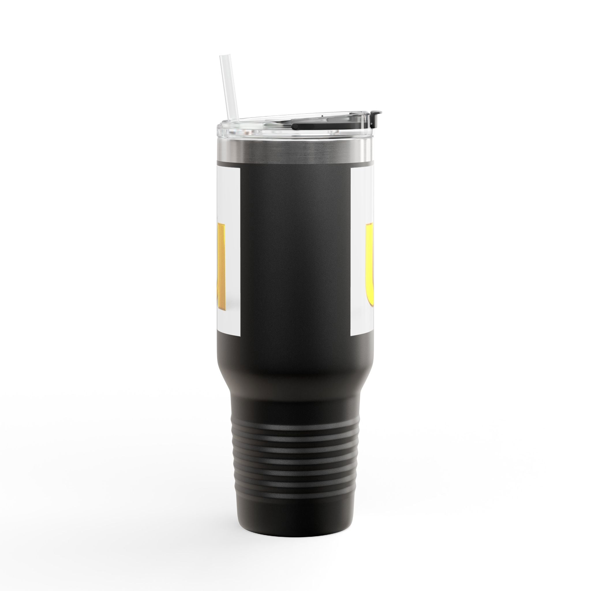 Mug de voyage isotherme avec lettre U dorée en 3D et illustration | Gobelet de 40 oz