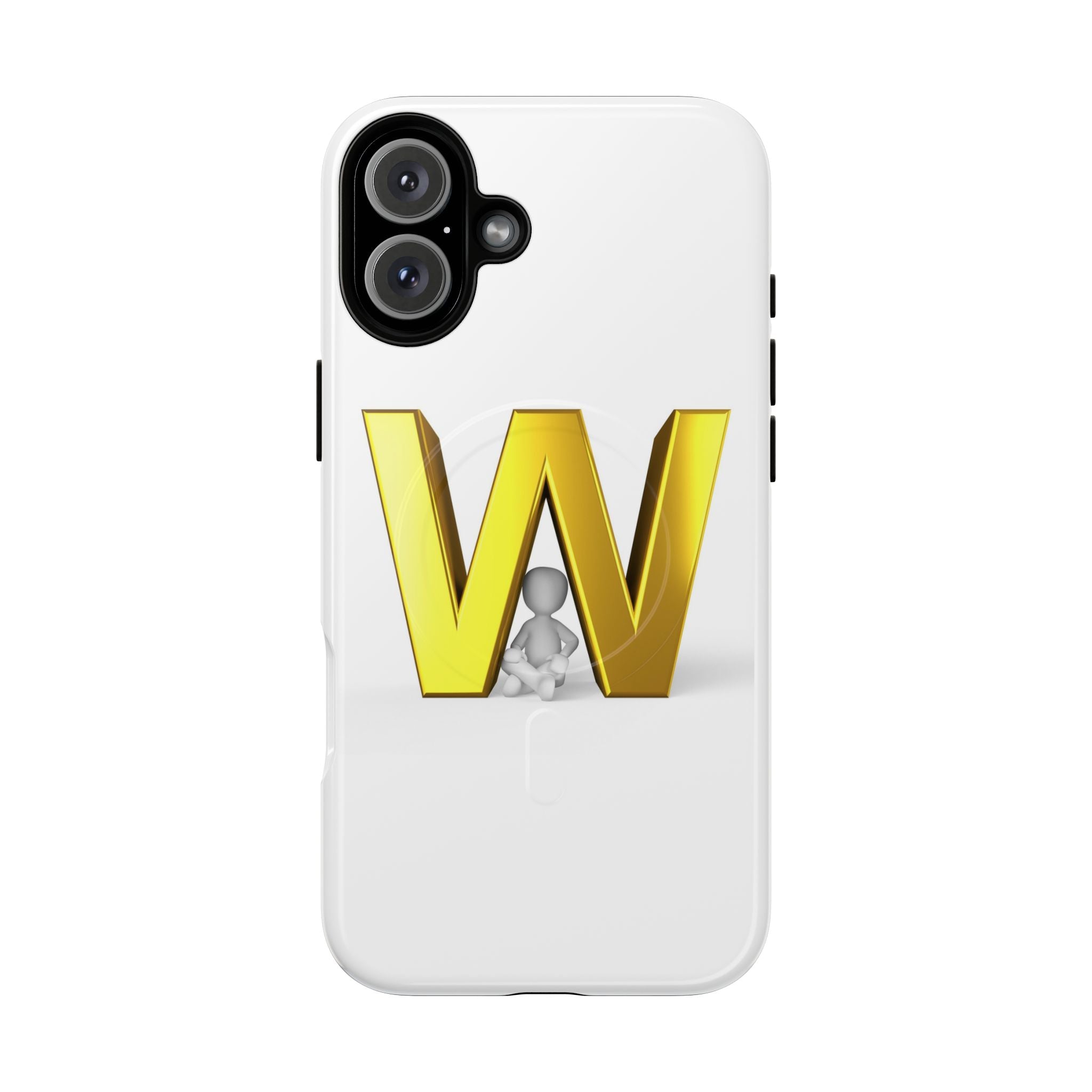Coque de téléphone à monogramme lettre W or | Coque magnétique résistante