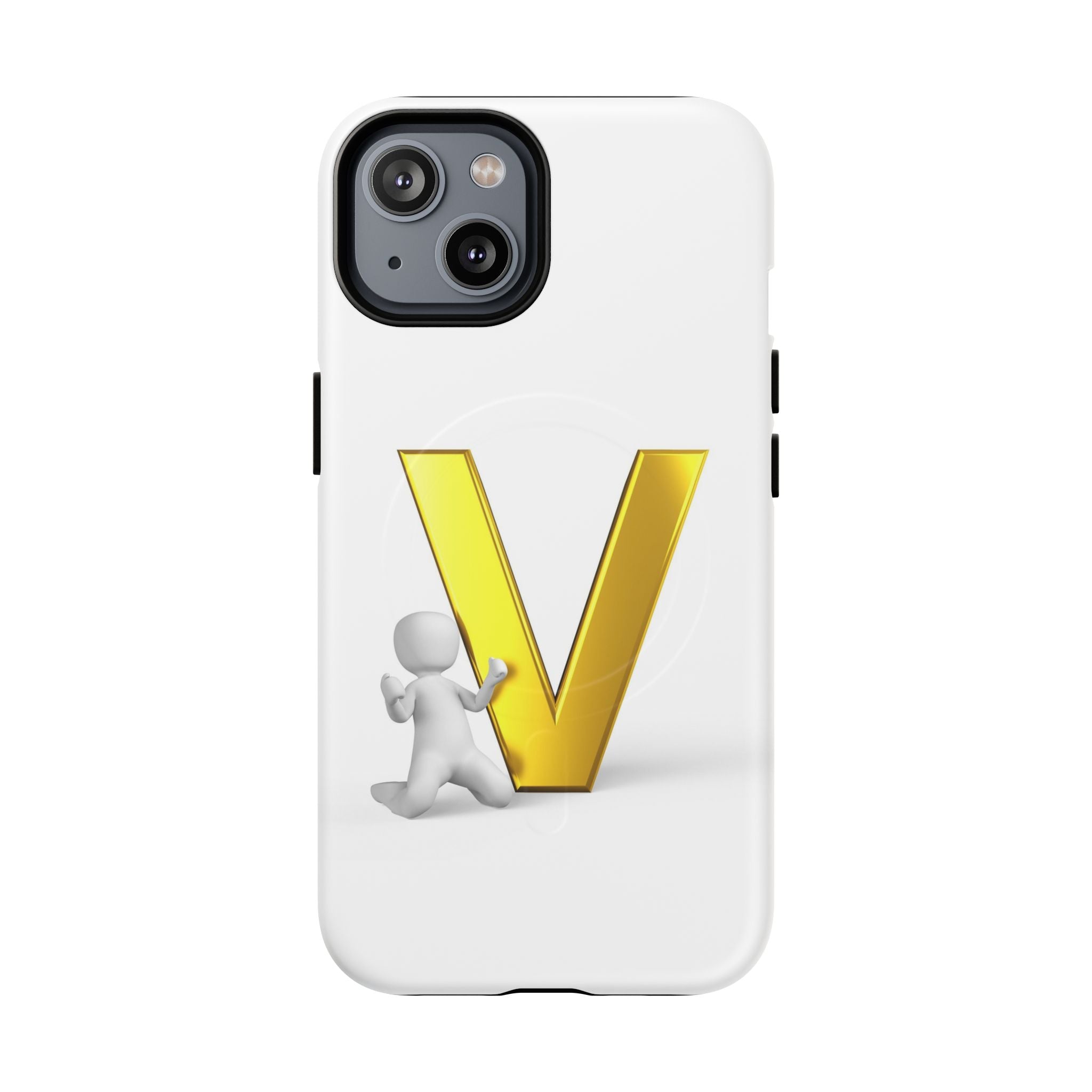 Coque de téléphone à monogramme lettre V dorée | Coque magnétique résistante