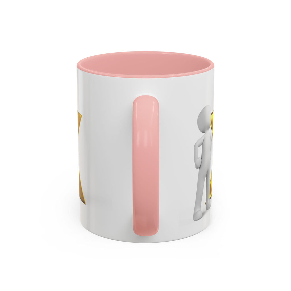 3D Gold X with Figure Mug | Accent Coffee Mug