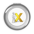 3D Person with Gold X Compact Travel Mirror | Pocket Mirror