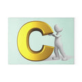 Gold Letter C with 3D Figure Glass Cutting Board | Monogram Initial Kitchen Decor