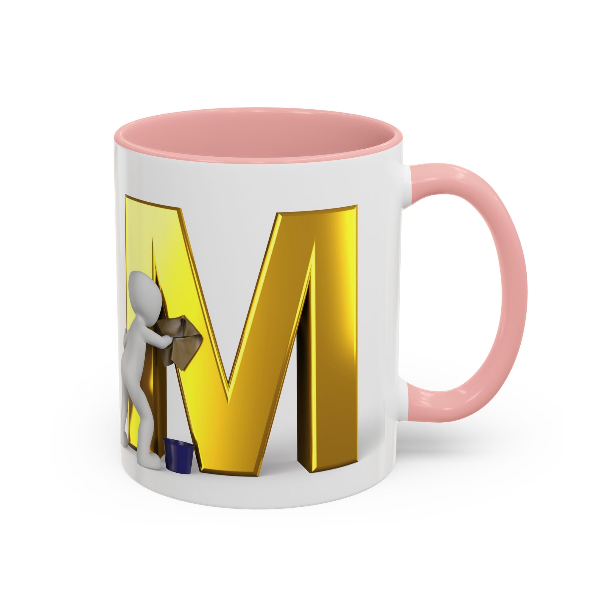 Goldfarbene Buchstabe M mit Farbklecks-Akzent Tasse | Kaffeetasse