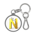 Gold Letter N with 3D Figure Keyring Tag | Initial Keychain