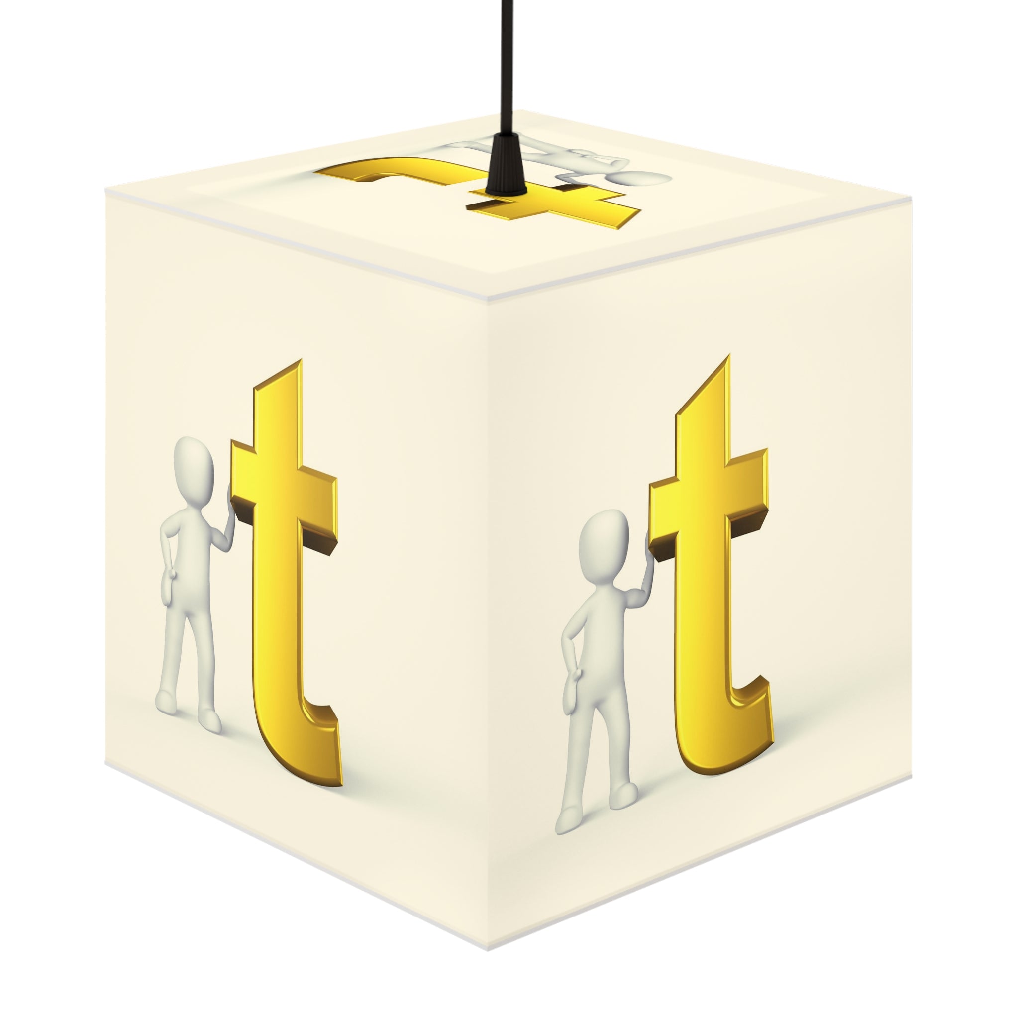 Gold T Logo Light Cube Lamp | Modern Logo Accent Lighting