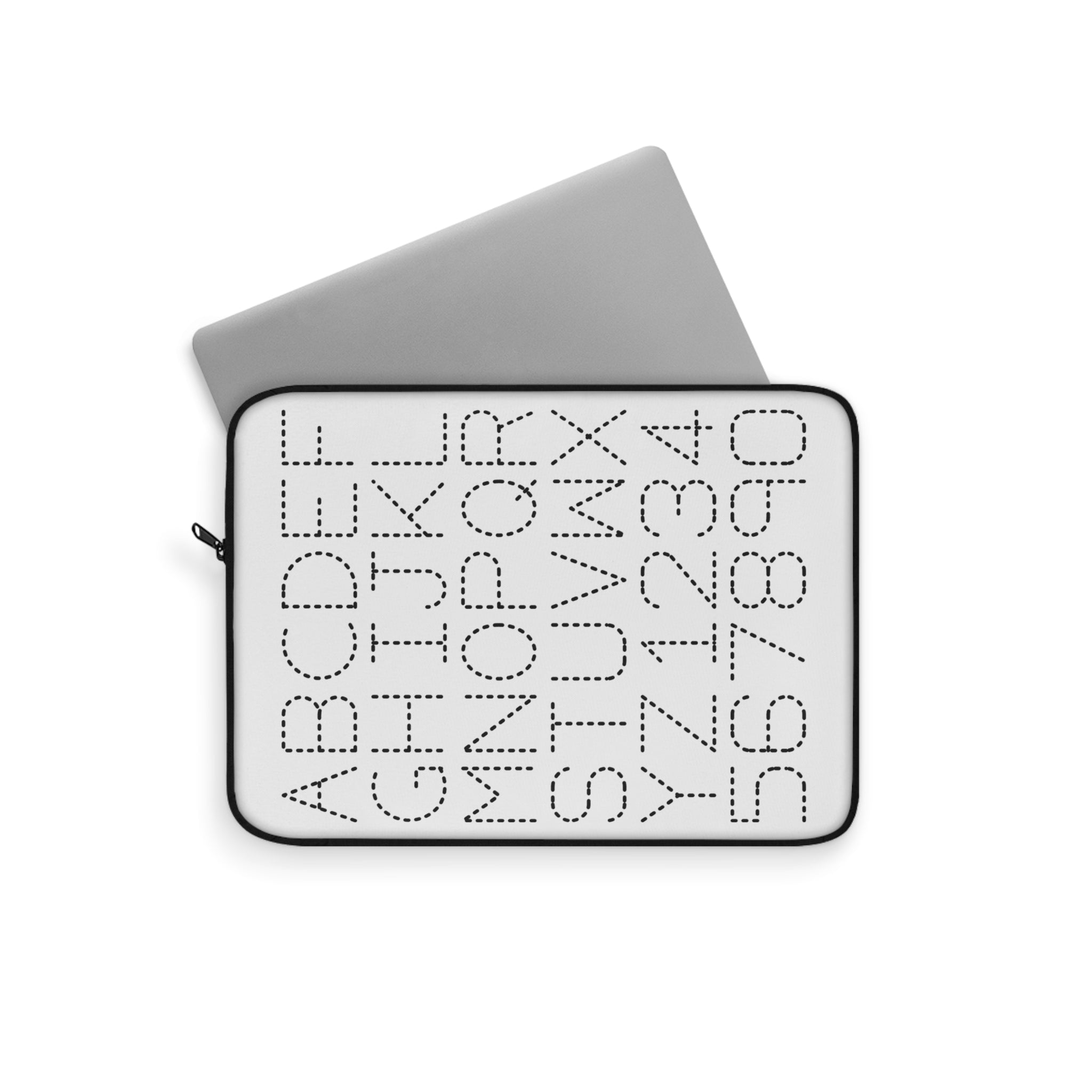 Dotted Alphabet and Numbers Laptop Sleeve | Monochrome Typographic Design