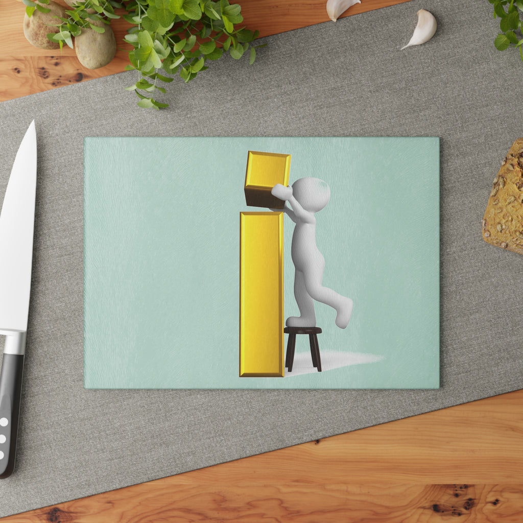 3D Character Stacking Gold Letter I Glass Cutting Board | Alphabet Kitchen Decor