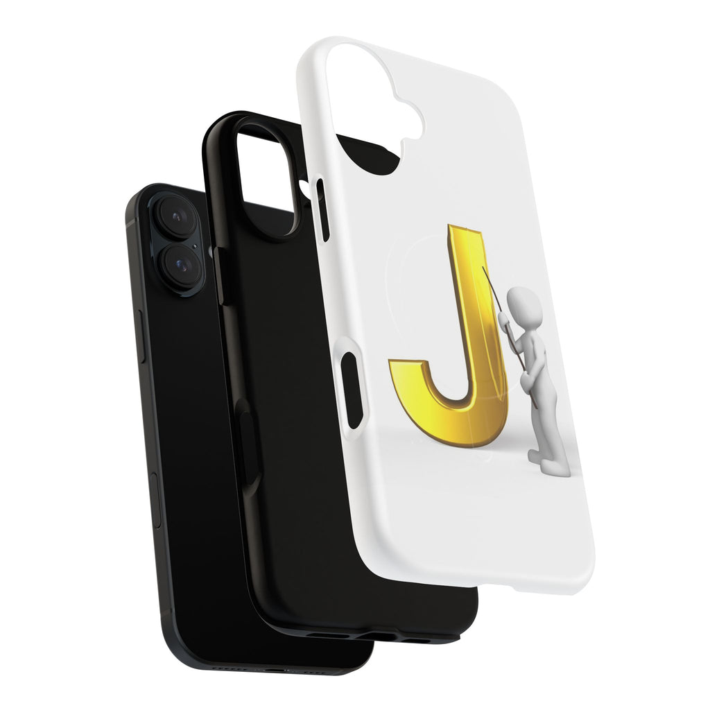 Gold Letter J with Painter Figure Phone Case | Tough Magnetic Case