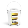 Gold Letter E Monogram Ice Bucket with Tongs | Personalized Initial Cooler